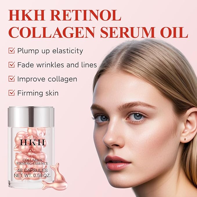 HKH Pro-Retinol Face Serum Capsules – 96 Capsules Anti-Aging & Anti-Wrinkle Skincare with Vitamin A & E - Smooth Fine Lines - Moisturize Hydrate & Firm Skin - Travel-Friendly for Women