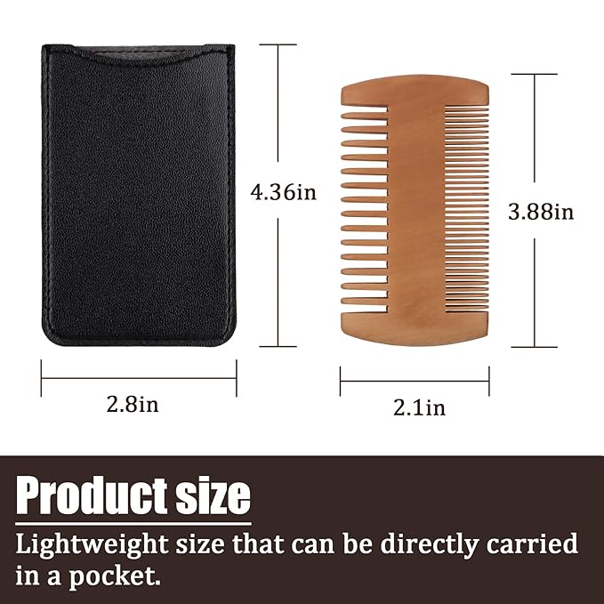 Men's Beard Brush Kit with Pearwood Comb and Boar Bristle Beard Brush, Beard Grooming Tools for Home and Barbershop