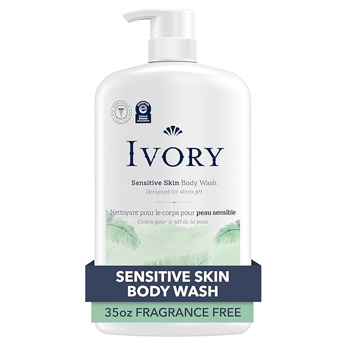 Ivory Body Wash, Designed for the Whole Family, Gentle Formula, Free of Dyes Heavy Perfumes Parabens Phthalates & Silicones, Designed for Skin's pH, Fragnance-Free, 35 oz
