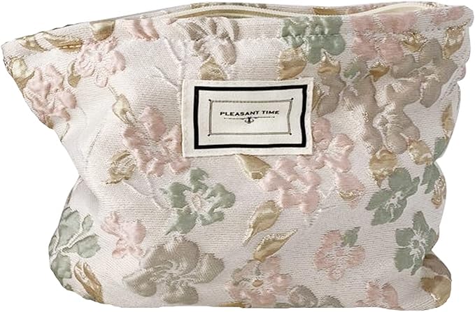 SxoSyo Makeup Bag Cosmetic Bags for Women Large Make up Brushes Pouch Travel Toiletry Purse Organizer for Gifts (Stereo flower, pink)