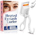 Heated Eyelash Curler, 5s Fast Heating Electric Eyelash Curler, Safe Anti-Burn Eyelash Curlers with Silicone Pad, Type-C Quick Charge, Intelligent Temp Control, 24H Long-Lasting Curls (White)