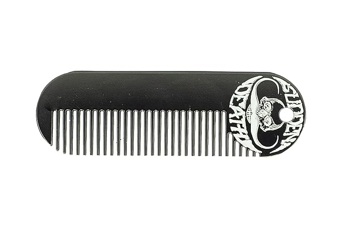 Mustache & Beard Comb Or Fine Tooth Moustache Pocket Metal Powder Coated Black Keychain Comb For Men - 3.25 x 1 Inches by Death Grip