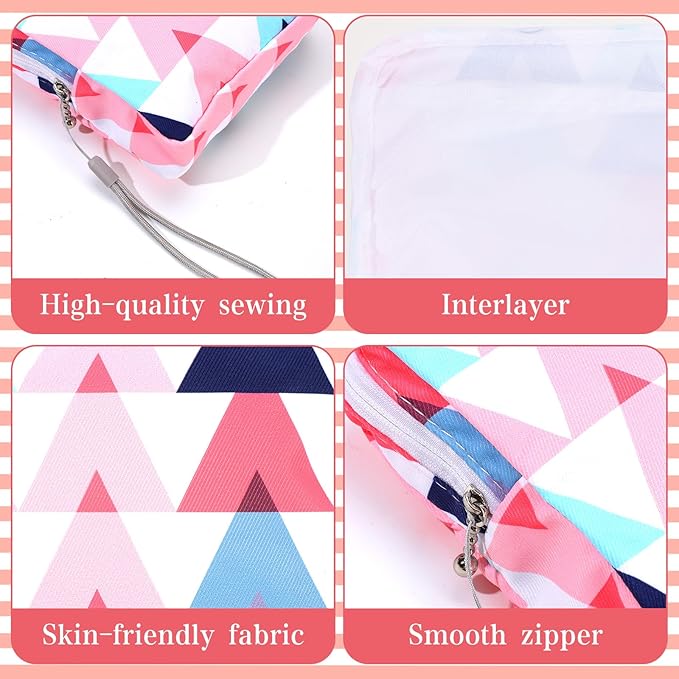 Paterr 12 Pcs Sanitary Napkin Storage Bag Set Including Portable Period Pouch Hand Wrist Strap Lanyard String Holder Tampons Holder Pouch First Period Gift for Purse Teen Girls (Chic Style)