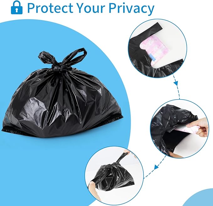 Sanitary Napkin Disposal Bags, Women Personal Disposable Bags Sanitary Waste Bags with Handles for Feminine Products Hygiene Period Pods Tampon Diapers Menstrual Incontinence Storage Bag 400Pcs Black