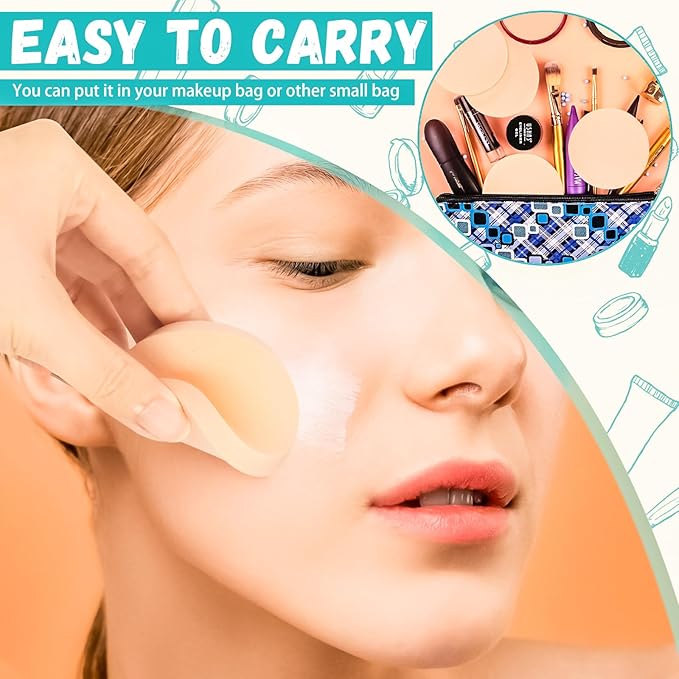 MotBach 100 PCS Nude Round Makeup Sponge, Cosmetic Sponge Round Foam Pad Eye Facial Powder Puff, Beauty Makeup Foundation Powder Blender for Women Lady All Skin Types Wet and Dry Dual Use