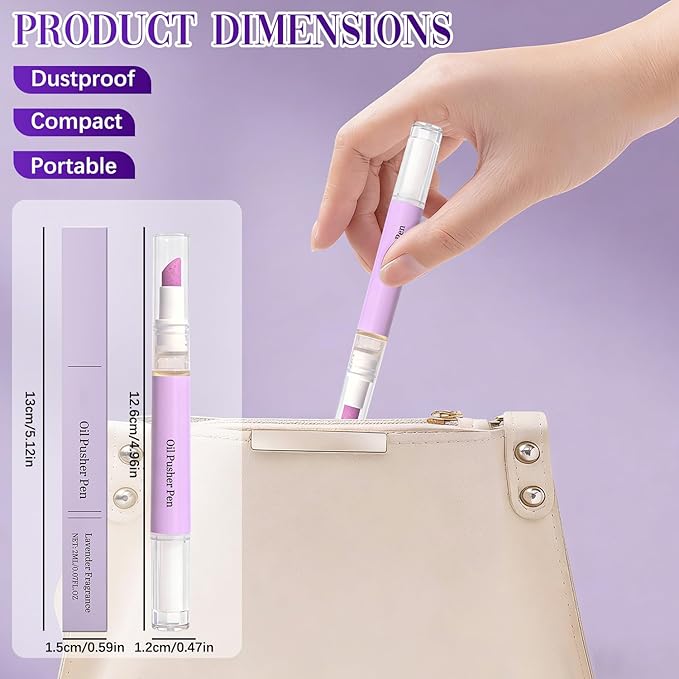 2pcs 2-in-1 Cuticle Oil Pusher Pen, 2026 New Ceramic Cuticle Pusher & Oil Pen, Nail Care Tool for Dry Damaged Nails Hangnails Moisturiz Polish Brighten