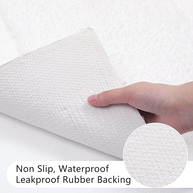 SHACOS White Bathroom Rugs Sets of 2 Pieces 32x20 inch, Super Soft Fluffy Bath Mats for Bathroom, Non Slip Washable Bath Rugs for Shower Tub Vanity Sink