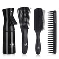 BRUSHZOO Hair Brush Set for Women, Men, and Kids - Detangling Brushes for Curly and Natural 3/4abc Hair, Wide Tooth Comb, Detangler Brush, and Hair Spray Bottle