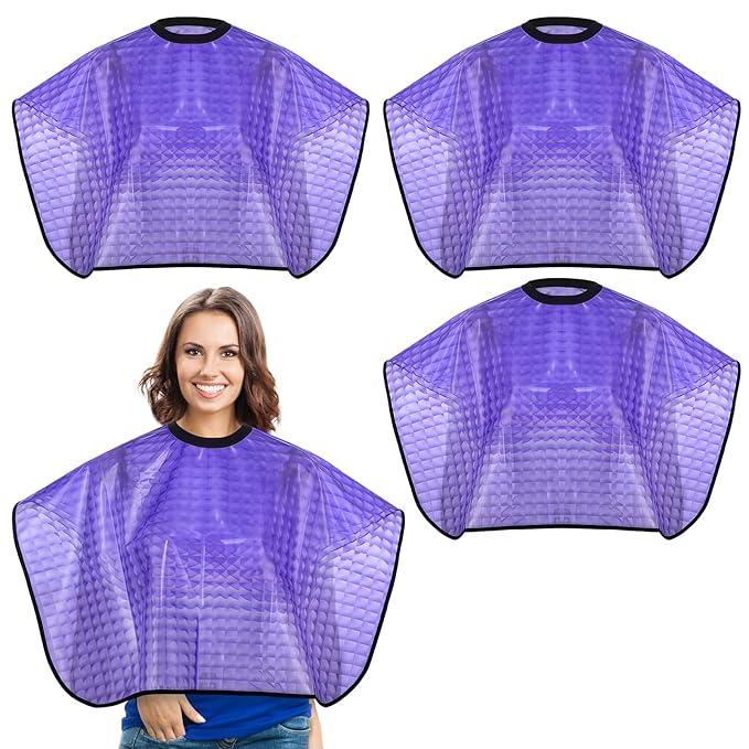 Zhanmai 4 Pcs Hair Color Shampoo Cape for Salons Waterproof Reusable Hair Dye Capes Makeup Salon Apron for Barber(Purple)