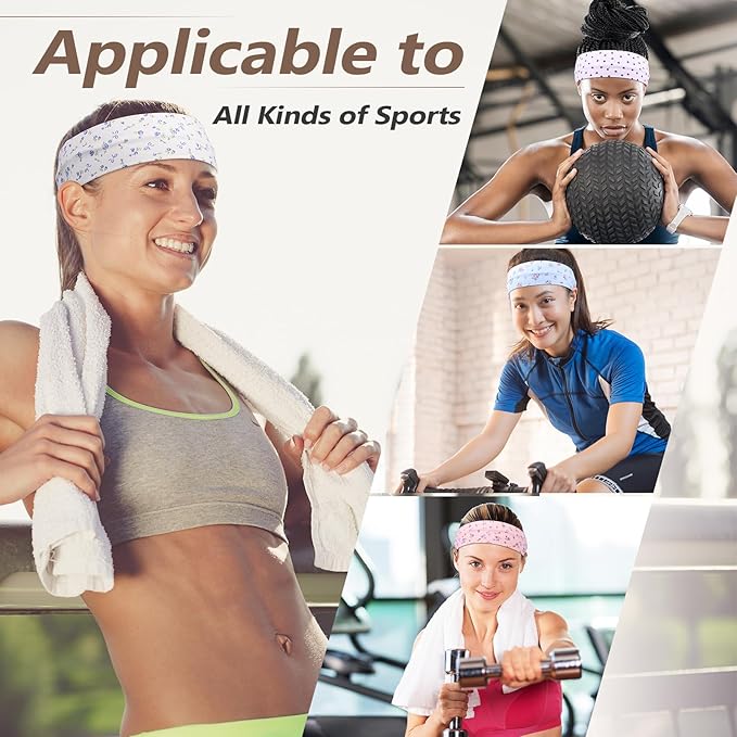 Headbands for Women, Stretchy Non Slip Soft Cotton Cloth Hair Bands for Sports, Workout, Yoga and Running, 7pcs