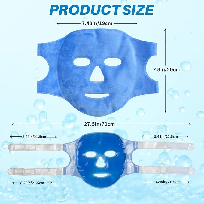 Ice Face Mask for Puffy Eyes & Dark Circles - Cooling Eye mask for Face, Eye Relief, Headaches, Skin Care & Post-Laser Care, Reusable & Washable - (Blue)