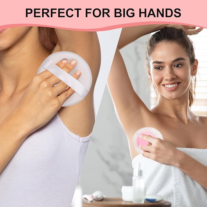 LAKIRA Large Body Powder Puff and Container, 2 Large Powder Puffs, Crystal Powder Container with 3.93" Puff for Baby Women, Dusting Powder Container with Puffs for Women, Bath, Home Use (4″ Pure)