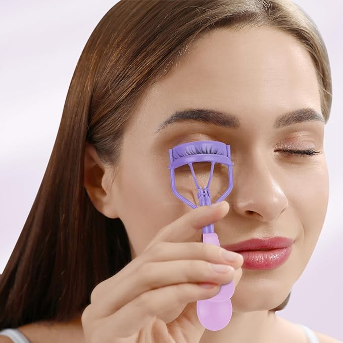Eyelash Curler with Pads, Lash Curler 2 Pcs with 10 Extra Silicone Replacement Pads, Comfortable Grip for Effortless Curling – Eyelashes for The Perfect Eye Contour (Hyacinth Purple)