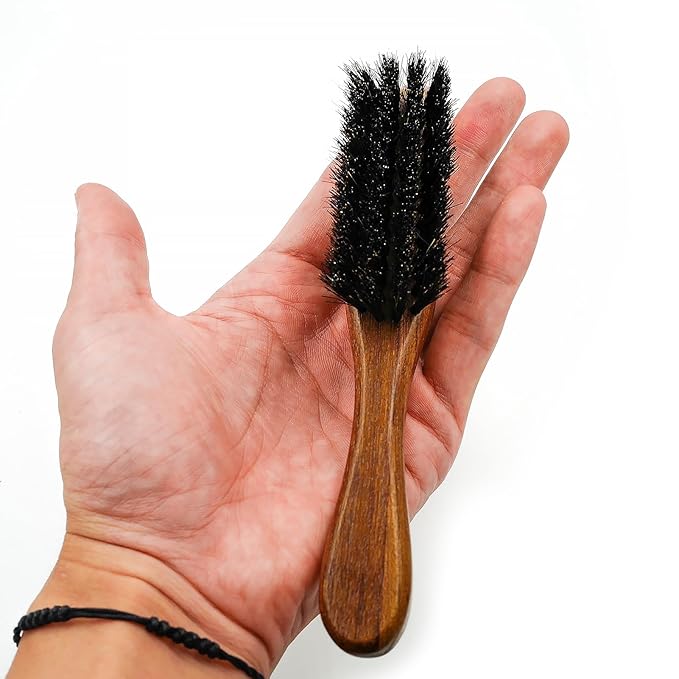 Small Beard Brush with Handle for Men, Travel Boar bristle Hair Beard Grooming Brush (Snake)