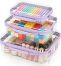 3 Pack Clear Hard Shell Zipper Case with Handle Waterproof Plastic Storage Pouches for Toiletry Makeup Cosmetic Toys Art Supplies Case Bag Organizer Travel