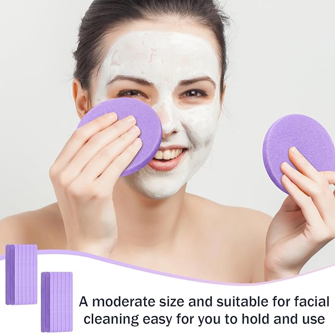 Mifoci 960 Pieces Purple Compressed Facial Sponges for Estheticians, Makeup Removal Sponge Pads for Women Spa Exfoliating Face