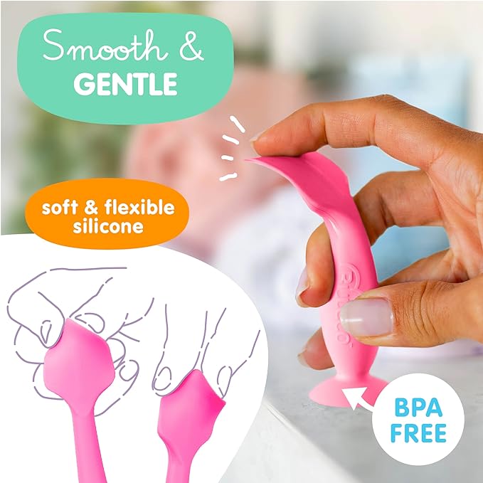 Bumco Baby Bum Brush + Mini Baby Diaper Cream Spatula with Case - BPA-Free Silicone Diaper Spatula with Suction Cup, Wipe-Clean, Mom-Invented Butt Paste Applicator (Pink & Pink)