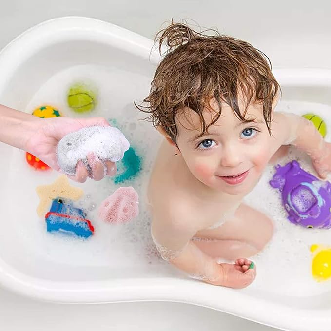 Konjac Baby Sponge for Bathing, Kids Bath Sponges for Infants, Toddler Bath Time, Cute Shapes and Safe Plant-Based Konjac Baby Bath Accessories, 5pcs