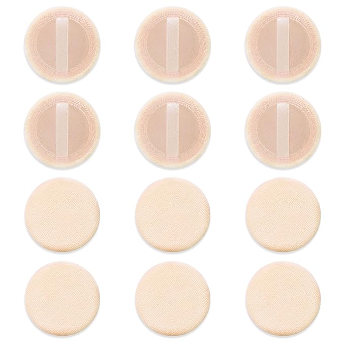 Powder Puff For Face Makeup Setting 12 PCS Mini Pressed Loose Powder Body Make Up Sponge Blending Applicator Cosmetics Small Velour Beauty Press Foundation Pads Wet And Dry Makeup