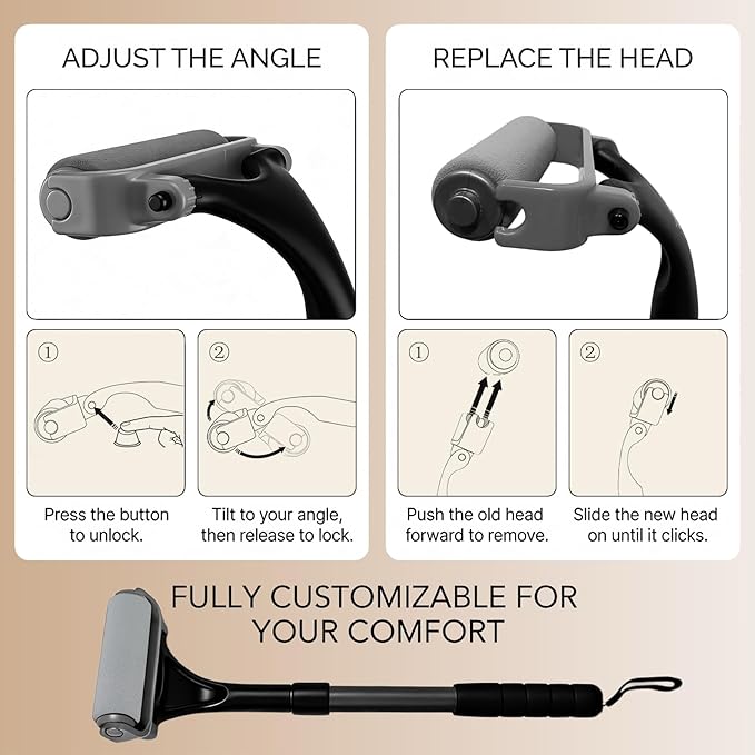 Lotion Applicator for Back&Body-Extendable up to 21.5" Back Lotion Applicator with 3 Roller and 2 Finger caps for Back self,Lotion Stick & Sunscreen Applicator for Skin Cream,Oils & More,Black