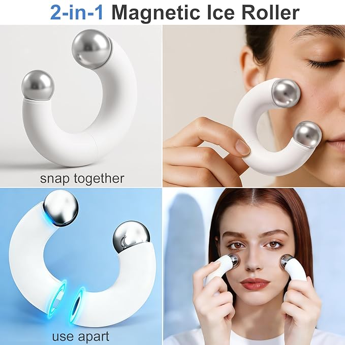 Ice Roller for Face and Eye, Magnetic Ice Globes for Wrinkles, Lifting, Depuff Face, Cold Facial Roller, Self Skin Care Cooling Items for Women