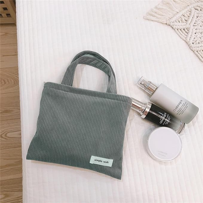 Wudygirl Makeup Bag Travel Cosmetic Bag for Women Small Makeup Pouch with Handle Zipper Cosmetic Pouch Handbag Aesthetic (Dark Gray)