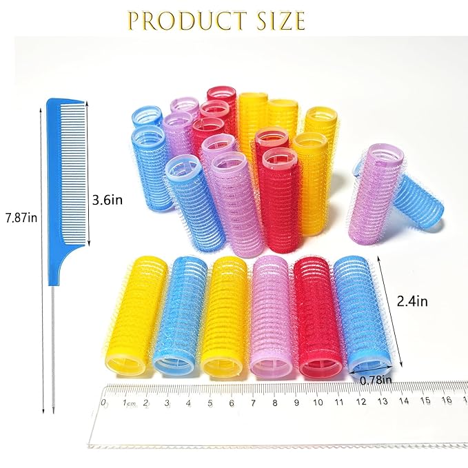 ZMD 18Pcs Self Grip Small Hair Curlers Rollers, Plastic Hair Curlers Heatless Salon Hairdressing Curlers DIY Curly Hair-Accessories for Women Girls Short Medium Thick Hair (0.8 x 2.4 Inch)
