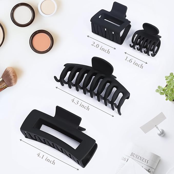 Hair Clips Collection: 16 Matte Claw Clips for Women - Strong Hold, Nonslip Banana Clips for Thin, Thick, and Curly Hair in Large & Small Sizes
