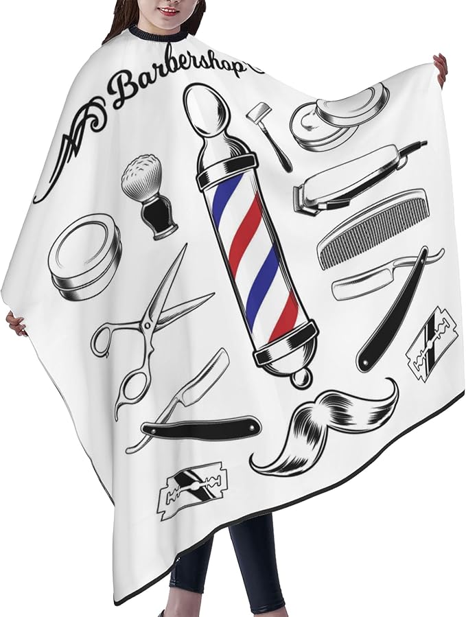 Adult Barber Cape, Professional Salon Haircut Capes, Haircut Kit Hairdressing Apron for Home Salon Barbershop
