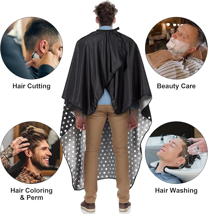 Hair Cutting Kit - Black Hair Cutting Barber Cape Professional Nylon Waterproof Chemical Salon Color Cape for hair stylist, 62" x 54"