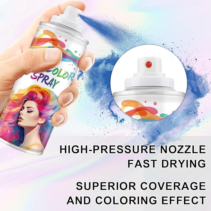 Temporary Hair Color Spray, Blue One-Time Use Hair Color Dye for Women and Kids, Disposable Natural Hair Strong Style Hair Dye-On 1-Day Washable for Cosplay Party DIY,Christmas Party, Halloween (Blue)