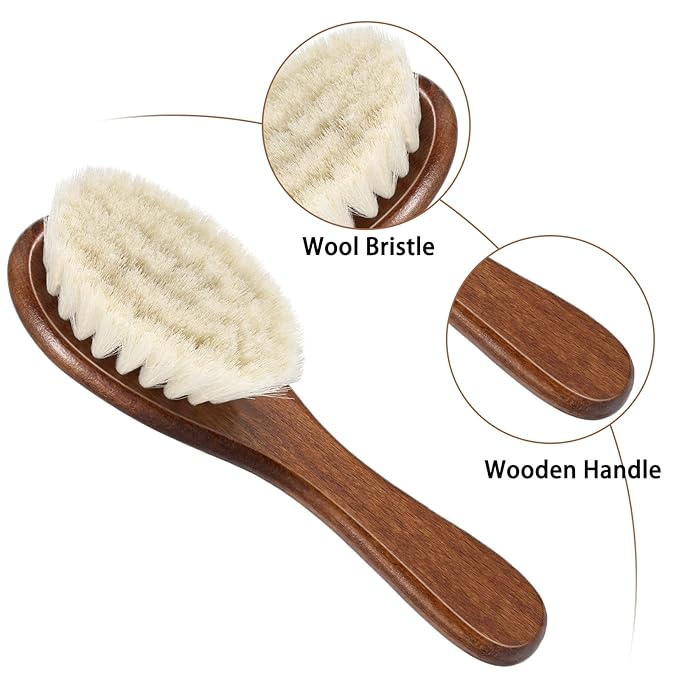 Shappy 2 Pieces Barber Fade Brush Men Beard Brush Neck Duster Cleaning Grooming Tool Soft Beard with Wooden Handle for Barber Hair Cutting Kits(Black, Red)