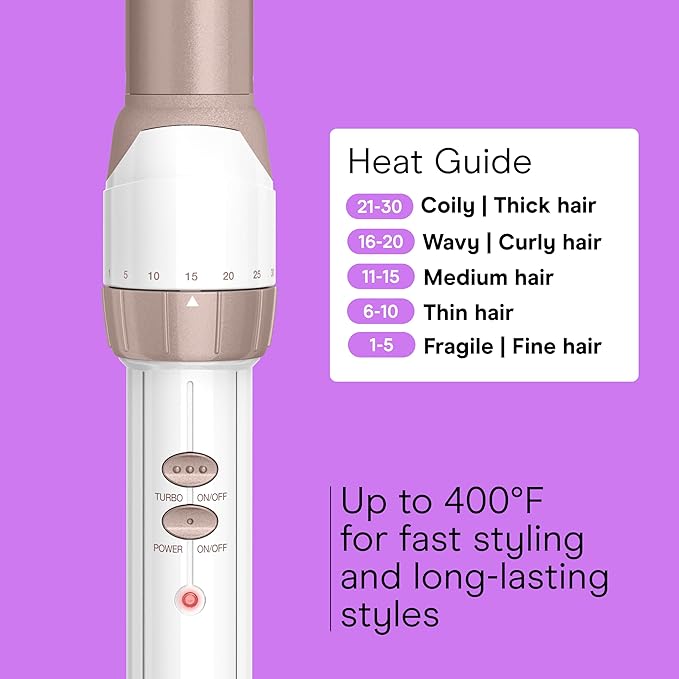 Conair Double Ceramic 1-Inch Curling Wand with Claw Clip, Produces Flawless Waves, Curling Iron for Use on Medium and Long Hair, 30 Heat Setting Curling Iron, White