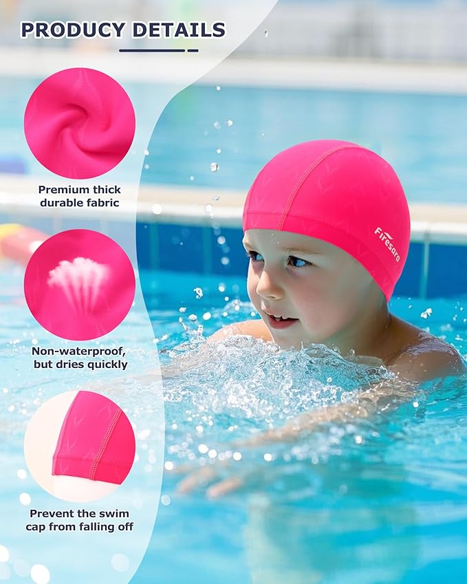 Firesara Fishtail Fabric Swim Cap for Men Women, Breathable High Elasticity Swimming Cap Hair Protection Quick Dry Soft for Long Hair Short Hair, Kids Boys and Girls