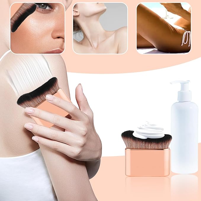 Self Tanning Brush for Face and Body Makeup - Foundation Tan Applicator (Rose Gold)