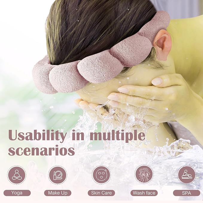 Spa Headbands for Washing Face or Facial, Set of 2 Skincare Headbands, Terry Cloth Headband Wash Combo Pack - Puffy Makeup Washing, Mask, Skin Treatment