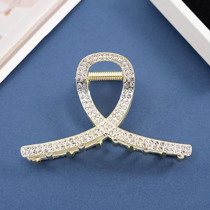 2 Pcs Gold Rhinestone Hair Clips For Women,Medium Metal Sparkly Hair Claw Clip For Thick Hair,Grils Elegant Hair Accessories Bling Claw Clip (Style 2)