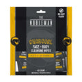 The Nobleman Charcoal Face + Body Cleansing Wipes, 40 Ct. Individually Wrapped – With Aloe & Chamomile for Oil Control, Hydration & Refreshing On-the-Go Clean