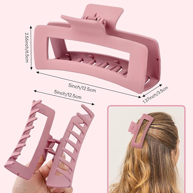XL Claw Hair Clips (Matte) - 4 Pack Jumbo Non-Slip Clips for Long, Thick, Curly Hair - Women's and Girls' Hair Accessories