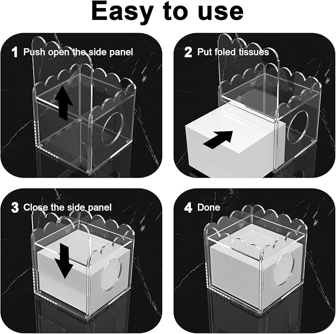 LUGUNU Acrylic Tissue Box Holder, Clear Square Tissue Box Cover with Storage Tray, Modern Decorative Tissue Holder for Living Room, Bathroom and Office, 5.5x5.5x5.5 Inch