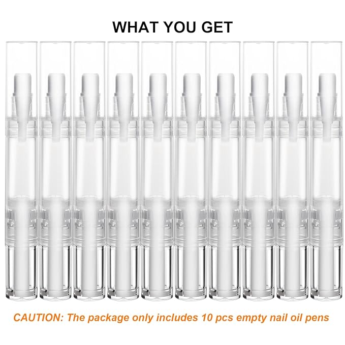 10 pcs 5ml Empty Cuticle Oil Pen, Nail Oil Twist Pen with Brush, Eyelash Growth Liquid Tube, Cosmetic Lip Gloss Container