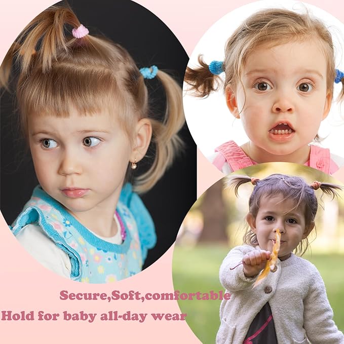 WillingTee 120 Pcs Baby Hair Ties, Cotton Toddler Hair Ties for Girls and Kids, Multicolor Small Seamless Hair Bands Elastic Ponytail Holders,Spring Color