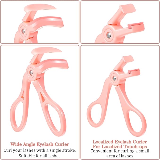 2 Style Eyelash Curlers, Plastic Eyelash Curler, Premium Cute Small Eye Lash Curler for No Pinching or Pulling Lash, Professional Makeup Tool for Eyelashes for Long Lasting (Pink)