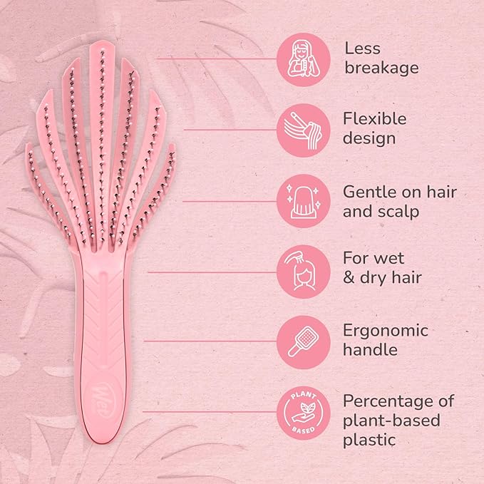Wet Brush Go Green Curl Detangler Hair Brush, Pale Pink, Ultra-Soft IntelliFlex Detangling Bristles Glide Through Tangles with Ease, Great For Curls, No Split Ends & Pain-Free for Wet or Dry Hair