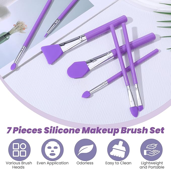 7pcs Silicone Brush for Resin Makeup Brush Face Mask Applicator Kit Eye Cream Applicators Tool Makeup Brushes for Cream Makeup Products and UV Resin Epoxy Art Crafting Body Lotion