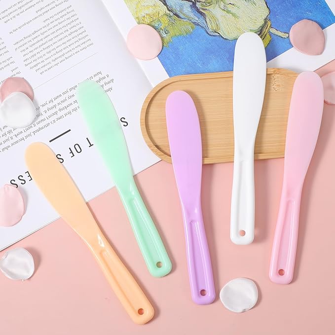 Small Plastic Skin Care Spatula, 5Pcs Reusable Makeup Spatulas, Face Mask Applicator Tool, Mask Spatula, Cream & Lotion Spatulas Tools for DIY Skincare
