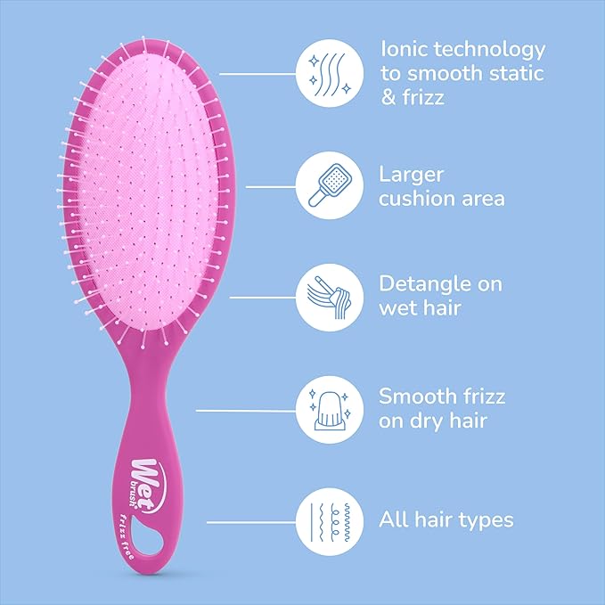 Wet Brush Frizz-Free Detangler Brush with Ionic Technology, Purple, Provides Frizz Control, Reduces Static, and Smooths All Hair Types, Best For Dry Hair, Made for Women, Men & Kids