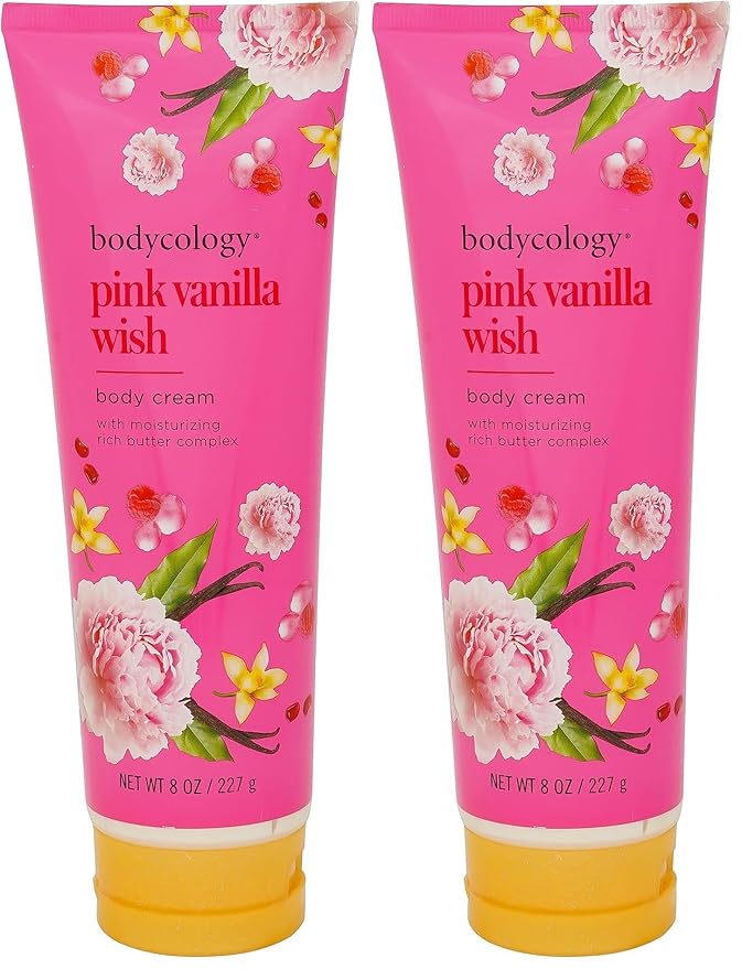 Bodycology Shea Butter Body Cream, Pink Vanilla Wish, 8 oz (Pack of 2)