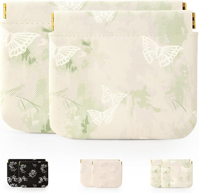 RIGHT AWAY 2 PCS Small Makeup Bag for Purse,Mini Cosmetic Organizer Make Up Bag for Women,Squeeze Coin Purse Pouch,Portable Tiny Makeup Pouches for Cosmetic Accessories,Lipstick, Jewelry, Card, Coins