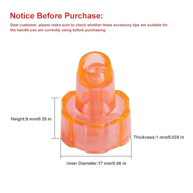 Plastic Cap Beaty Machine Spare Parts Water Peeling Tips 8pcs Per Set For Elitzia ETNS900 ETAF131T (Orange)